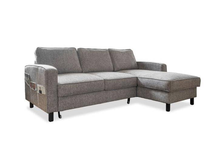 4-Sitzer Ecksofa mit Bettfunktion, Ecke rechts, Grau von MAISONS DU MONDE