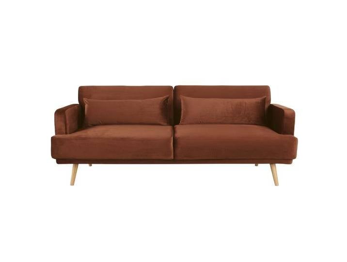 4-Sitzer-Sofa Clic-Clac mit orangebraunem Samtbezug von MAISONS-DU-MONDE