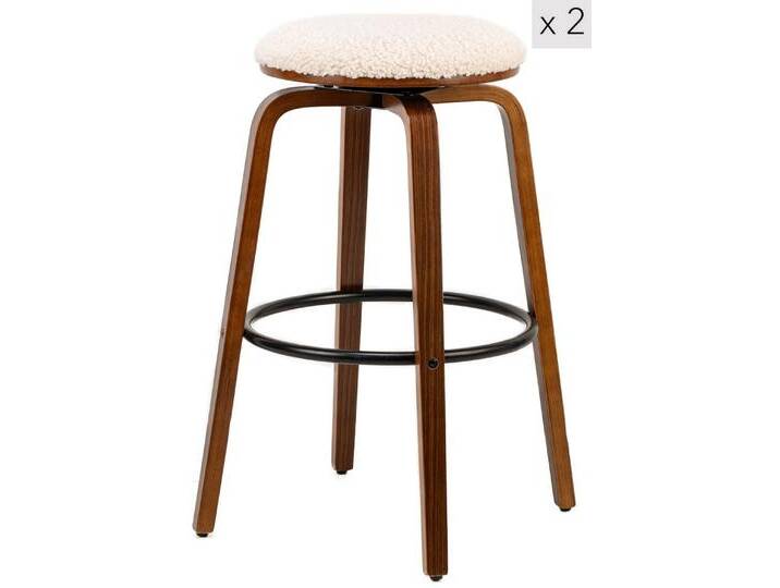 Barhocker (2er Set) aus Massivholz und Wolle Weiß von MAISONS DU MONDE