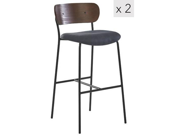 Barhocker (2er Set) aus Metall und Kunstleder Schwarz von MAISONS DU MONDE