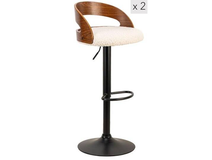 Barhocker (2er Set) aus Metall und Wolle Weiß von MAISONS DU MONDE