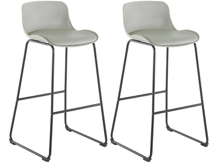 Barhocker gepolstert 2er Set aus PU, Hellgrau Barhocker gepolstert 2er Set aus PU, Hellgrau von MAISONS DU MONDE