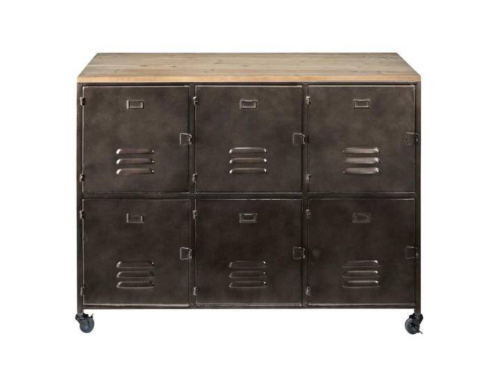 Buffet auf Rollen mit 6 Türen aus Metall und Tannenholz von MAISONS-DU-MONDE