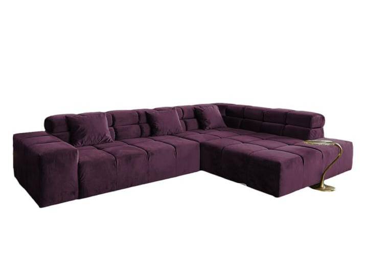 Ecksofa aus Samt mit Recamiere, purple Ecksofa aus Samt mit Recamiere, purple von MAISONS DU MONDE