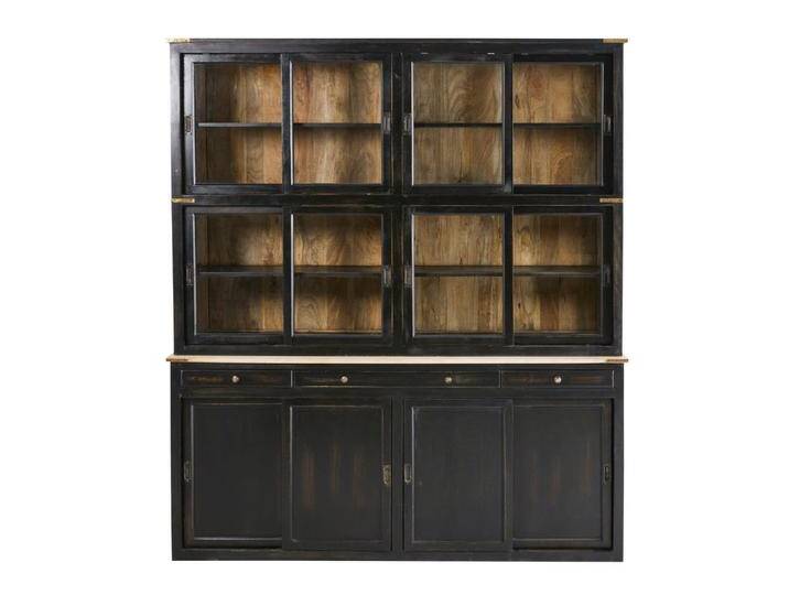 Geschirrschrank mit 12 Türen und 3 Schubladen aus massivem Mangoholz, schwarz Geschirrschrank mit 12 Türen und 3 Schubladen aus massivem Mangoholz, schwarz von MAISONS-DU-MONDE
