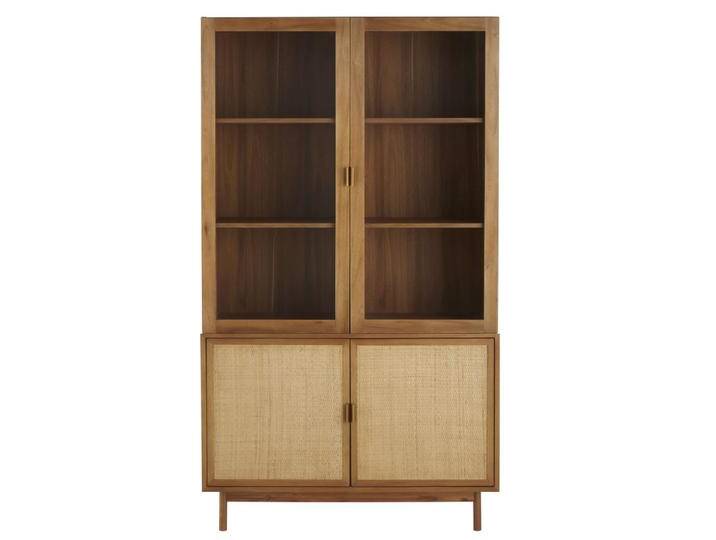 Geschirrschrank mit 4 Türen aus Sicherheitsglas und Rattangeflecht von MAISONS-DU-MONDE