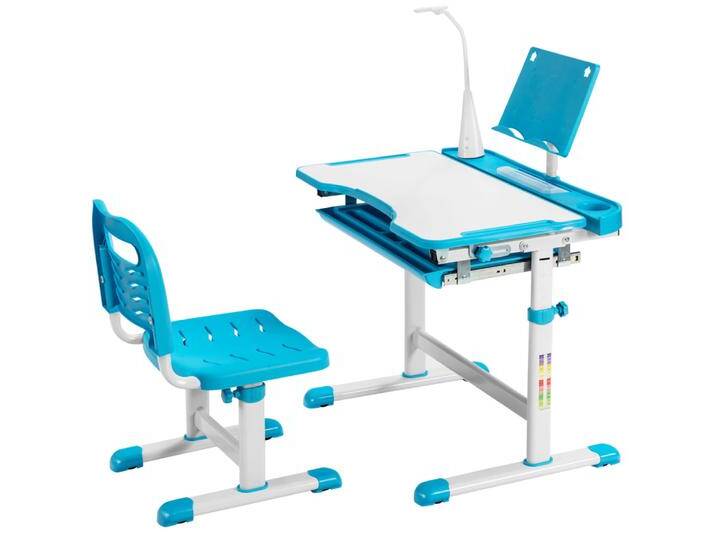 Kinderschreibtisch mit Stuhl 71cm x 52cm x (52-79)cm, blau von MAISONS DU MONDE