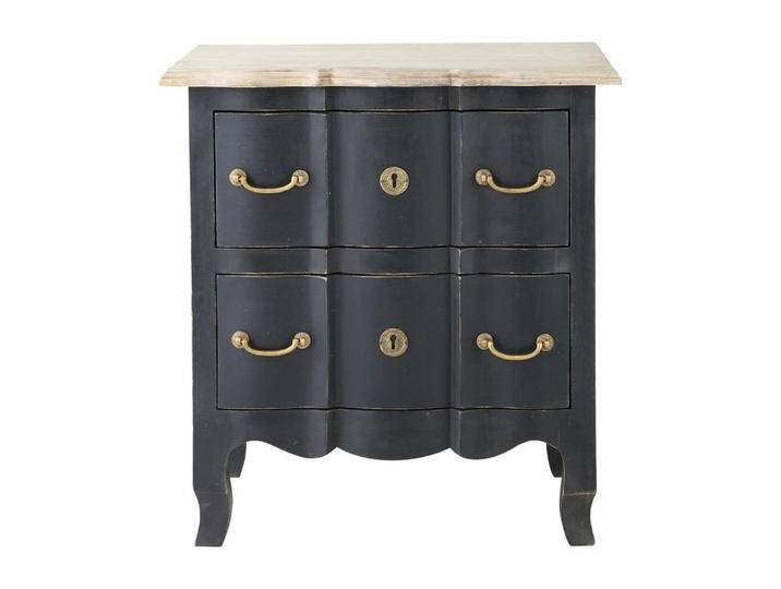 Nachttisch aus Akazie und Mango mit 2 Schubladen, schwarz von MAISONS-DU-MONDE