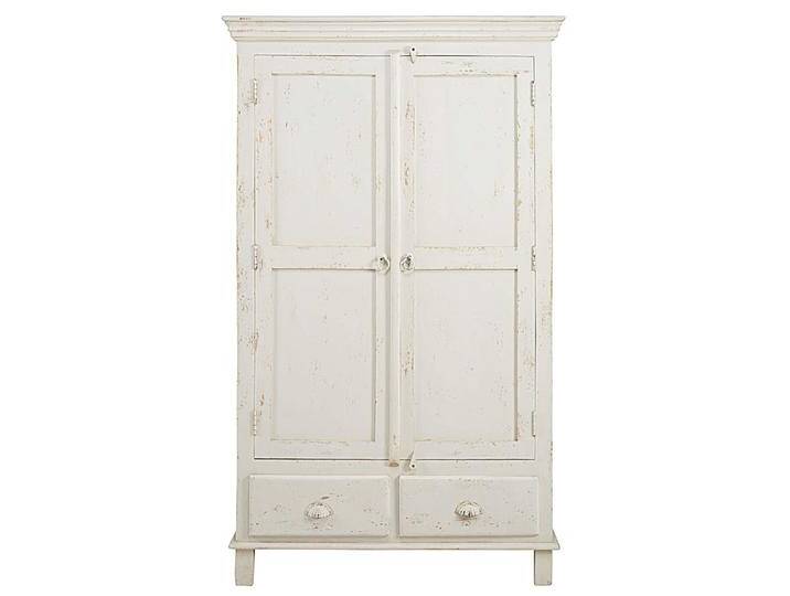 Schrank aus patiniertem weißem Mangoholz, mit 2 Türen und 2 Schubladen von MAISONS-DU-MONDE