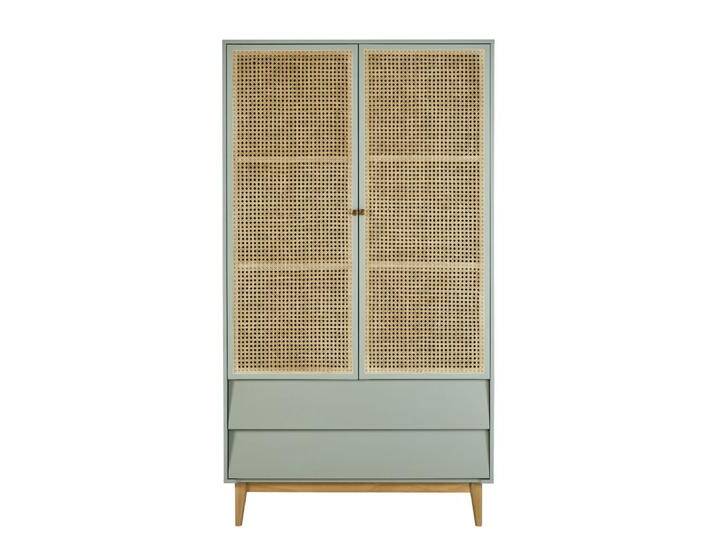 Schrank mit 2 Türen und 2 Schubladen, blaugrau, aus Rattangeflecht von MAISONS-DU-MONDE
