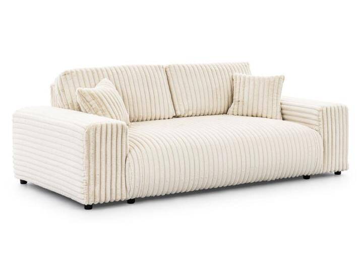 Sofa 3 Sitzer aus Hellbeige Plüschcord Sofa 3 Sitzer aus Hellbeige Plüschcord von MAISONS DU MONDE