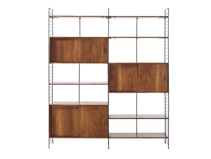 Vintage-Regal mit 6 Türen aus schwarzem Metall und massivem Akazienholz Vintage-Regal mit 6 Türen aus schwarzem Metall und massivem Akazienholz von MAISONS-DU-MONDE