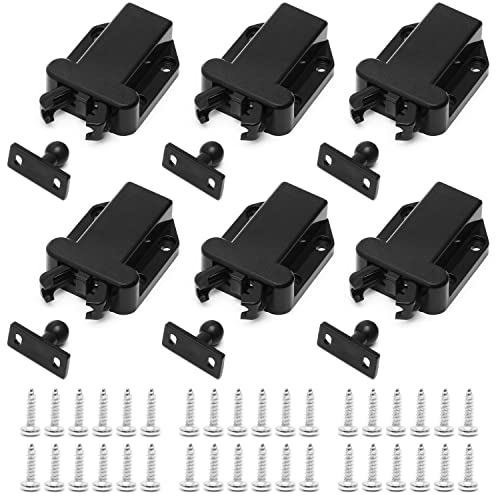 6 Stück Druckschnäpper Schnäpper mit Schrauben, Push to Open Türöffner Schwarz mit Automatischer Pop Up Funktion, Türriegel mit Touch-entriegelung für Schrank und Schublade von MAIXINNEW