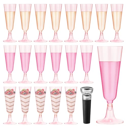 MAIXINNEW 20 Stück Sektgläser Kunststoff Mehrweg 150ml mit Weinverschluss Vakuum, Champagner Gläser Plastik Hochwertig, Kunststoff Weingläser Bunt Set für Party, Hochzeit, Jubiläum, Urlaub von MAIXINNEW