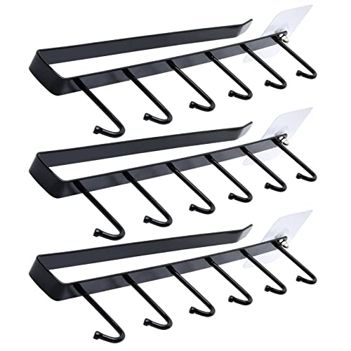 MAIXINNEW 3 Stück Haken für Tassen Unterm Regal mit 6 Haken, Tassenhalterung Schrank mit Selbstklebender Schraube, Tassenhalter Regal für Tassen, Kaffeetassen und Küchenutensilien von MAIXINNEW