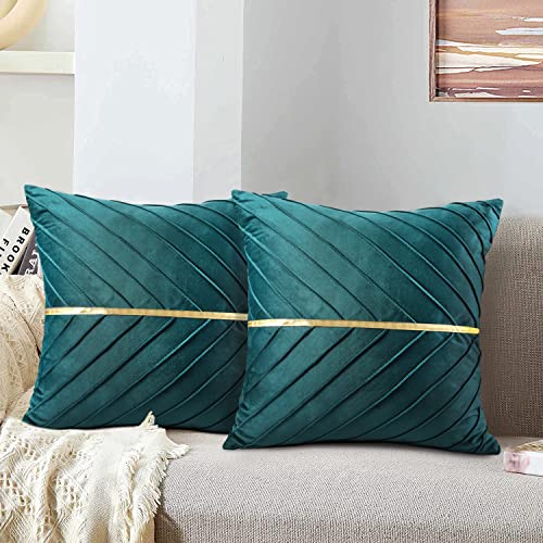 Kissen Deko Grün Kissenbezüge Samt Sofakissen Dekokissen Weich Couchkissen Kissenbezug Zierkissenbezug Versteckter Reißverschluss für Sofa Auto Wohnzimmer Schlafzimmer Zuhause Dekor 40x40 cm 2er Set von MAIXUN