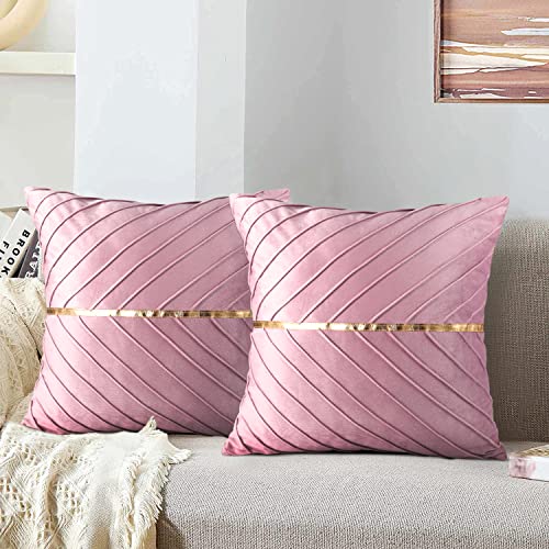 MAIXUN Kissenbezüge 40 x 40 cm Rosa Dekokissen Samt Sofakissen Weich Couchkissen Kissenbezug Kissenhülle Zierkissenbezug Kissen Fall für Wohnzimmer Schlafzimmer 2er Set von MAIXUN