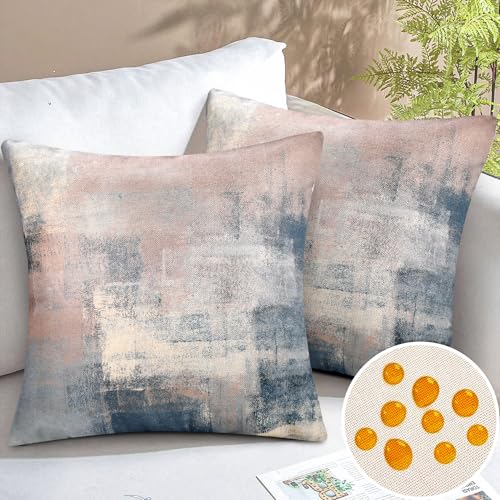 MAIXUN Deko Kissenbezüge 45 x 45 2er Set wasserdichte Kissenbezug Braun Grau Kissenhülle Outdoor Landhausstil Kissen Wasserfest Couch Dekokissen für Schlafzimmer, Sofa, Garten, Wohnzimmer von MAIXUN