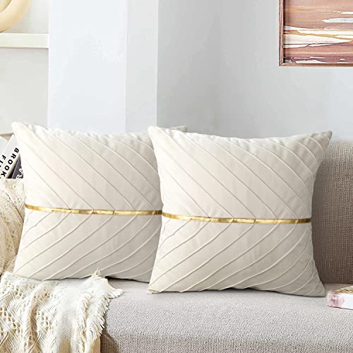 MAIXUN Kissenbezüge 50x50, Samt Beige Zierkissenbezug Dekokissen Sofakissen Weich Couchkissen Kopfkissen Sitzkissen Kissenbezug Deko Kissen für Wohnzimmer Schlafzimmer Büro Auto Sofa 2er Set von MAIXUN