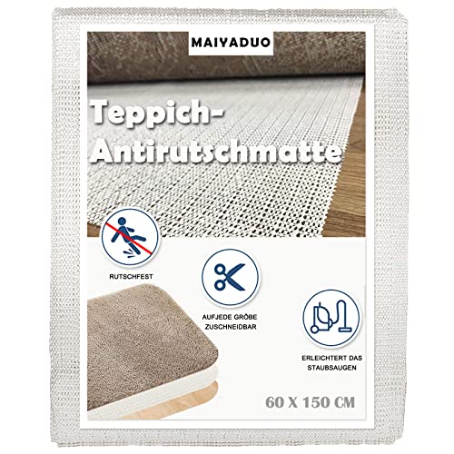 Teppich Antirutschmatte 60 x 150 cm Premium Teppichunterlage rutschfest Gleitschutz Teppich Stopper Zuschneidbar Rutschmatte Universal für Teppich Schubladen Regale Tablett von MAIYADUO