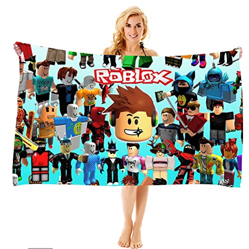 MAJEQZGY Roblox Badetuch mit 3D Druck für Kinder Pooltuch Kinder Badelaken Ultraweich Super SaugfäHig Haltbarkeit Strand Badezimmer GesichtstüCher Teenager (Großes Gesicht) von MAJEQZGY