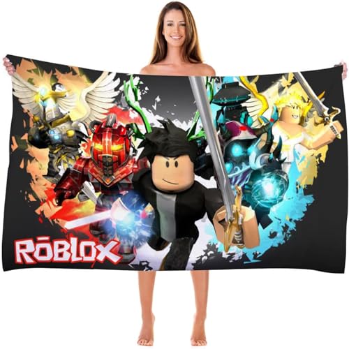 MAJEQZGY Roblox Badetuch mit 3D Druck für Kinder Pooltuch Kinder Badelaken Ultraweich Super SaugfäHig Haltbarkeit Strand Badezimmer GesichtstüCher Teenager (Swordsman) von MAJEQZGY