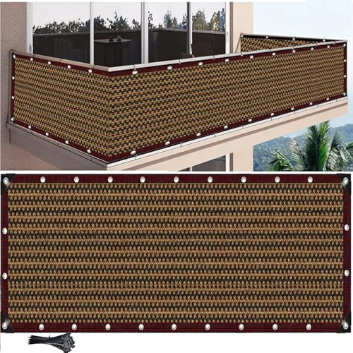 MAJINGC Balkon Sichtschutz 0.9X5M,HDPE-Gewebe,Windschutz Und UV-Schutz, LuftdurchlässigeNetz-Balkonverkleidung Mit,Kabelbindern Zur Befestigung Braun MAJINGC Balkon Sichtschutz 0.9X5M,HDPE-Gewebe,Windschutz Und UV-Schutz, LuftdurchlässigeNetz-Balkonverkleidung Mit,Kabelbindern Zur Befestigung Braun von MAJINGC