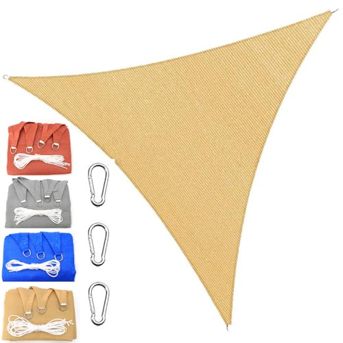MAJINGC Dreieckiges Sonnensegel 2.4x2.4x2.4m Atmungsaktiv HDPE-Schattentuch 95% UV-Schutz Für Den Garten Im Freien Für Terrasse Und Hof Mit Seil Gewächshaus Beige von MAJINGC