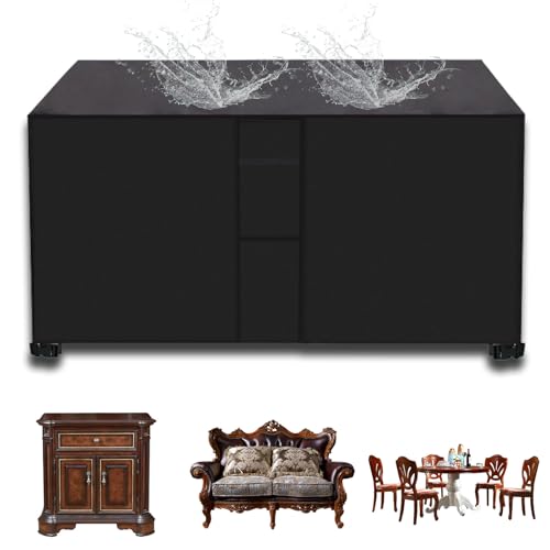 MAJINGC Gartenmöbel-Abdeckung, 140x140x90cm 620D Oxford-Gewebe, Rechteck Abdeckung für Gartenmöbel, Gartentisch-Abdeckung Schwarz von MAJINGC