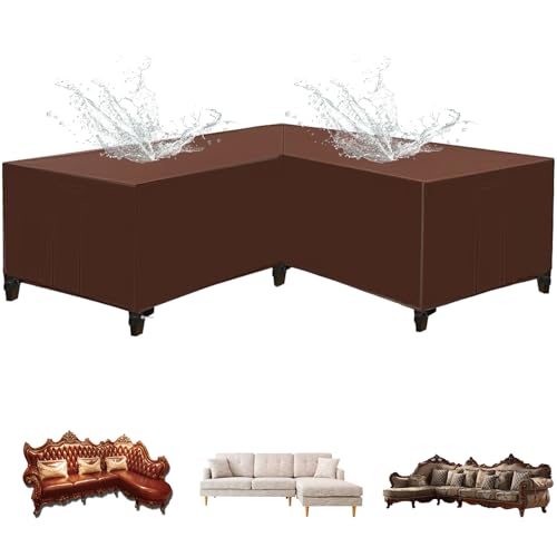MAJINGC Gartenmöbel-Abdeckung, 200x270x82cm 620D Oxford-Gewebe, L-förmig Abdeckung für Gartenmöbel, Gartentisch-Abdeckung Kaffee von MAJINGC