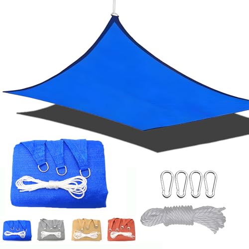MAJINGC Rechteckiges Sonnensegel 2.5x1.8m HDPE-Sonnenschutz, UV-Schutz für Garten, Terrasse, Hof, Beiges Balkon-Sonnensegel mit Seil Blau von MAJINGC