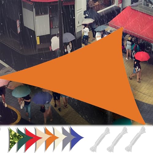 MAJINGC Sonnensegel Wasserdicht Dreieck 4X5X6.4M 98% UV-Schutz, Sonnensegel dreieckig für Garten Outdoor Terrasse Grau orange Farbe von MAJINGC