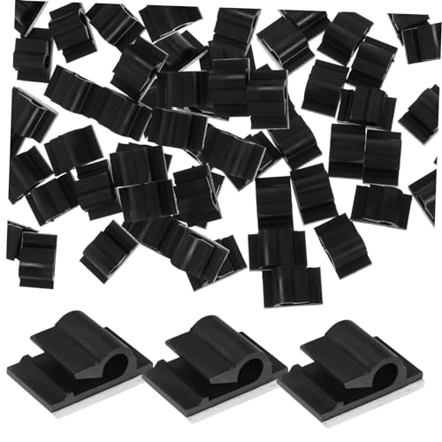 MAJORMENCH 50 Stück Kabelclips Selbstklebend Kabelhalter Kabelorganizer Kabelmanagement für Schreibtisch Büro Haushalt Schwarz Kabelbefestigung Glatten Oberflächen Starke Haftung Einfache von MAJORMENCH
