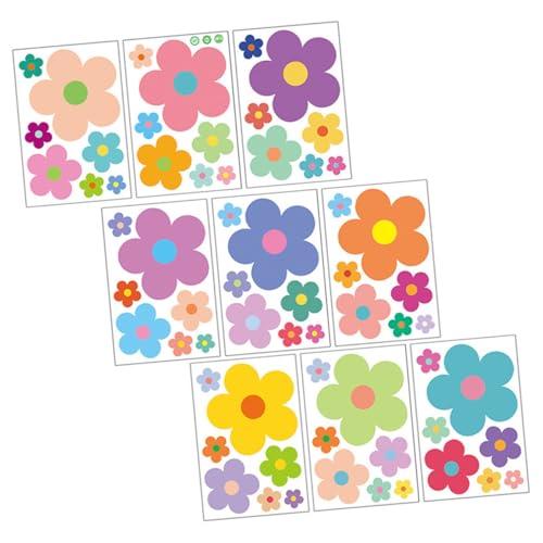 MAJORMENCH 9 Blätter Bunte Blumen Wandtattoos Selbstklebend Blumenaufkleber Kinderzimmer Schlafzimmer Wanddeko Wohnzimmer DIY Wandgestaltung Einfache Anbringung Abnehmbar von MAJORMENCH