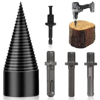 MAJOYLIFE Brennholzspalter Bohrer Holzspalter Schraube Kegel Holzspalter Bohrer Set mit 4 Bohrgriffe Holzspalterbohrer (32mm) von MAJOYLIFE
