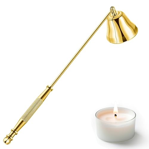 MAJOYLIFE Kerzenlöscher Edelstahl,Kerzenloescher mit langem Griff,Dochtlöscher Handwerkzeug (Glocken-Gold) von MAJOYLIFE