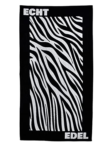 Strandtuch 90x170 cm Badetuch Strandlaken Handtuch 100% Baumwolle Velours Frottier Pflegeleicht (Zebra schwarz-Weiss) von MAJUCA
