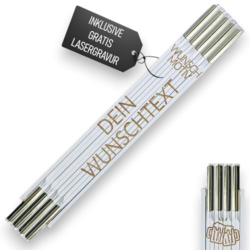 Personalisierter Meterstab aus Holz – Zollstock graviert mit Logo, Text oder eigenes Motiv – Gliedermaßstab – Maßstab mit Lasergravur – Made in Germany Geschenk Männer Papa Opa Vatertag Weihnachten von MAJVI