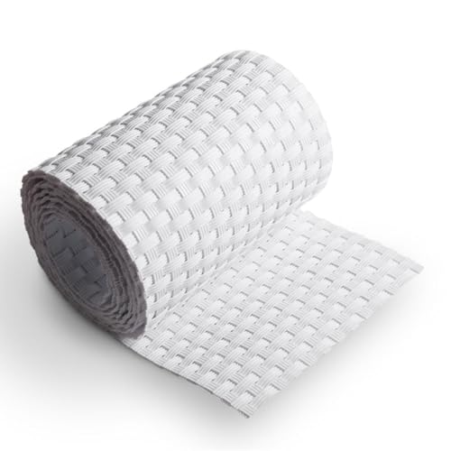 MAKA Sichtschutzstreifen Polyrattan 255 x 19 cm – Zaun Sichtschutz in Rattan-Optik, UV-beständige Balkonverkleidung, Wetterfeste Sichtschutzmatte für Garten, Terrasse (Weiss) von MAKA change your life quality