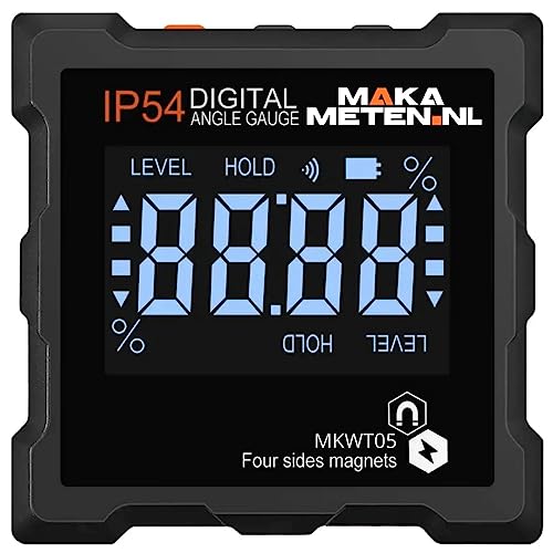 MAKA Digitale Neigungsmesser - Genauigkeit von 0,1° bis 0,2° - Magneten auf allen Seiten - Helles LCD-Display - 4x90° Neigungsmesser - Winkelmesser von MAKA