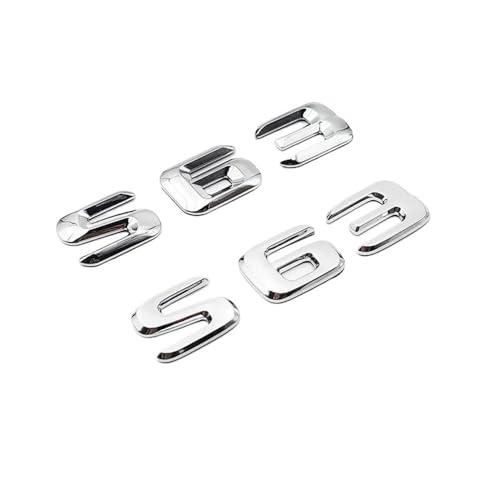 MAKAZHZZRM 3D ABS Chrom S 63 Logo S63 Emblem Buchstaben Aufkleber Kofferraum Abzeichen Aufkleber Passend for Mercedes S63 AMG W222 W221 W220 C217 Zubehör(Chrome) von MAKAZHZZRM