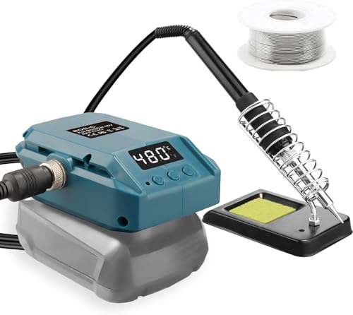 Akku Lötkolben für Bosch 18V PBA Akku,Lötkolbenständer Work für Bosch 18V Batterie,60W LCD Einstellbar (Batterie nicht inbegriffen) von MAKBOS