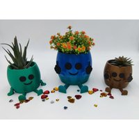 3D Druck | Blumentopf Stinkefinger Sitzend Kunstblumen Gesicht von MAKE3DTC