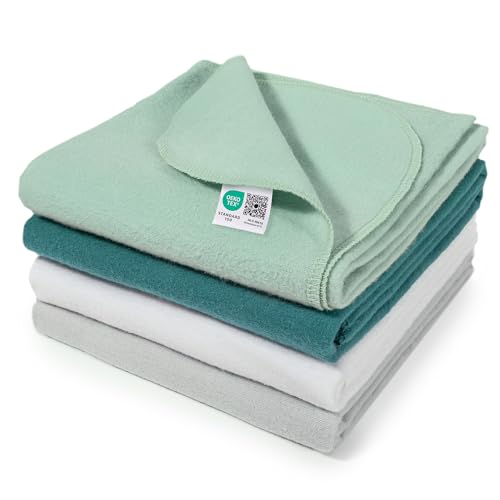 MAKIAN Moltontücher Set, 4X Stoffwindeln 80x80 cm - 4 Stück Baby Spucktücher/weiche, saugfähige Flanellwindeln aus 100% Baumwolle, Oeko-TEX® Standard 100 geprüft (Mint Grün) von MAKIAN