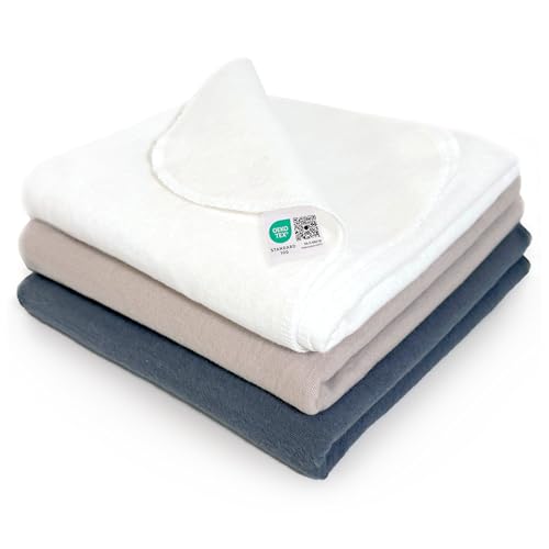 MAKIAN Moltontücher Stoffwindeln - 3er Pack, 80x80 cm - weiche Baby Spucktücher aus 100% Baumwolle - Schadstoffgeprüft, Öko Tex Standard 100 - Graphit/Greige/Weiß von MAKIAN