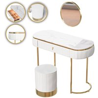 Makika Schminktisch JOLIE aus Kunstleder mit Sitzhocker und Spiegel von MAKIKA