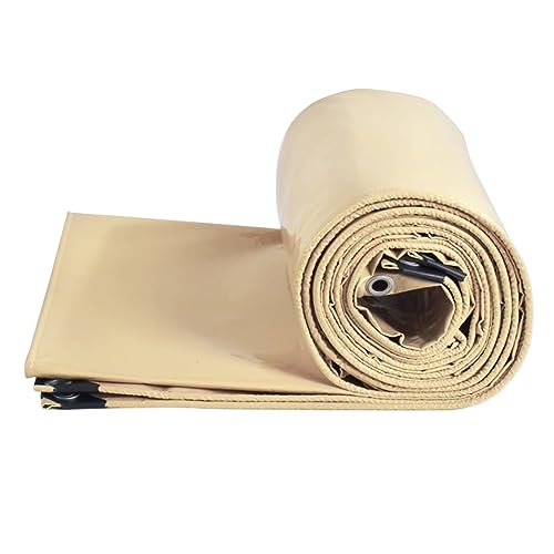 wasserdichte Hochleistungsplane 1,2 x 1,5 m, 1,8 x 2,4 m, 2 x 3 m, 3 x 4 m, 3 x 6 m, 4 x 6 m, beige Plane mit Ösen, PVC-Vorhang, Bodenplane, Plane, Zeltabdeckung (Size : 1x2m) von MAKIVI