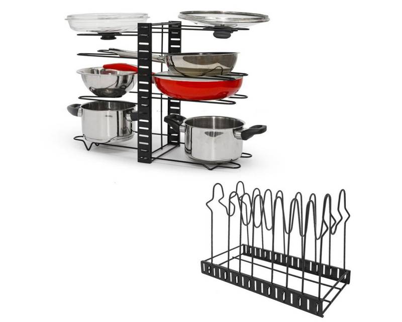 MAKLIK Geschirrständer Pfannenhalter 39 x 21 cm - Schrankorganizer aus Stahl mit 8 Ablagen MAKLIK Geschirrständer Pfannenhalter 39 x 21 cm - Schrankorganizer aus Stahl mit 8 Ablagen von MAKLIK