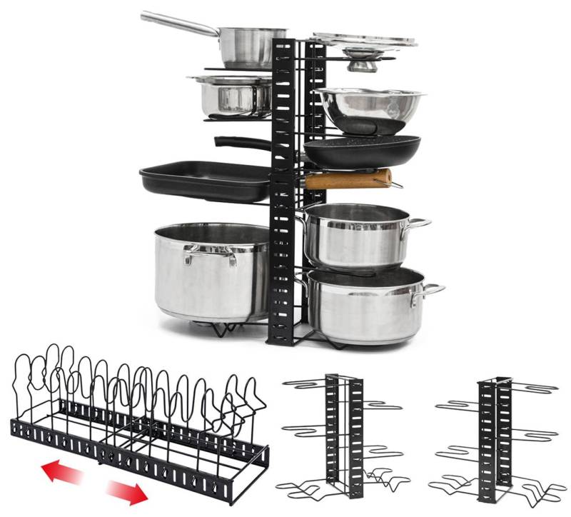 MAKLIK Geschirrständer Teleskop Pfannenhalter 30 bis 57 cm mit 12 Ablagen - Schrankorganizer von MAKLIK