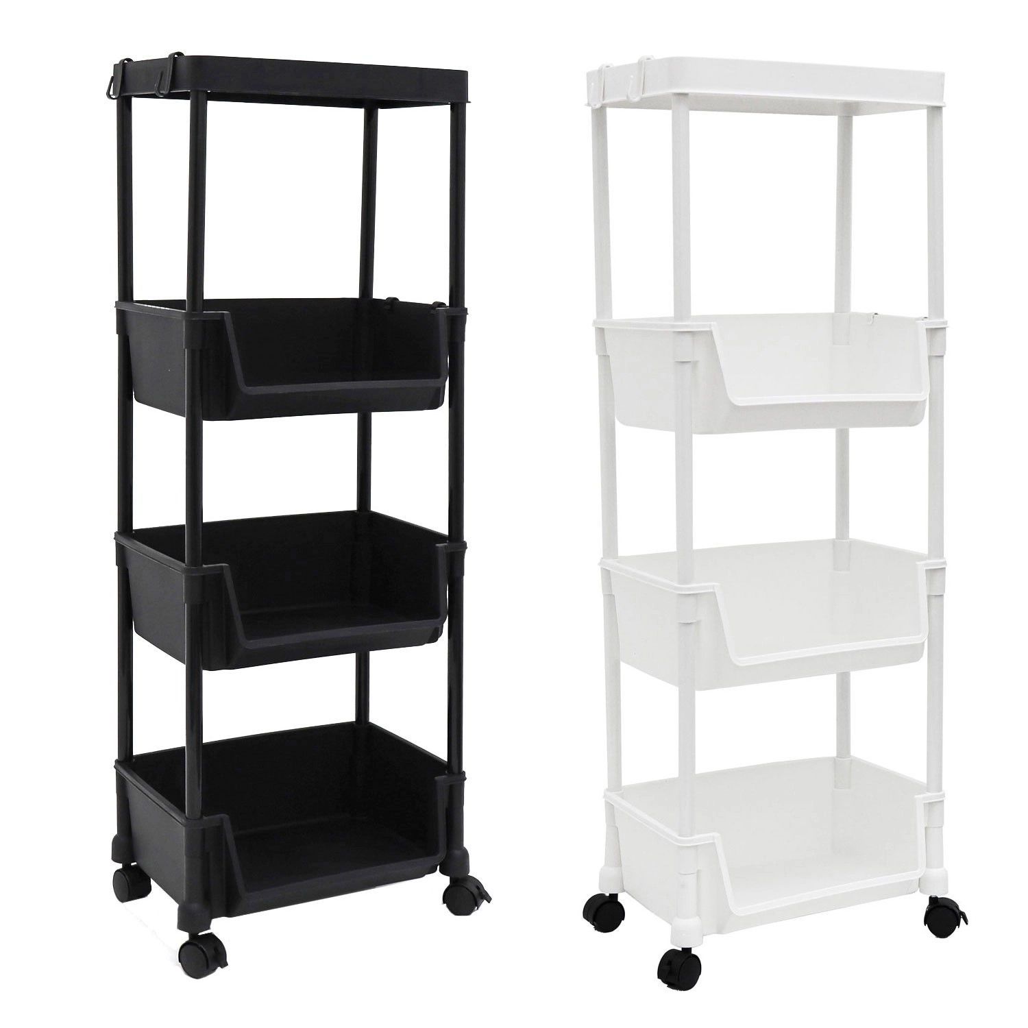 MAKLIK Küchenrollwagen 2er Set mit Körben 35x24x100 cm Schwarz & Weiß MAKLIK Küchenrollwagen 2er Set mit Körben 35x24x100 cm Schwarz & Weiß von MAKLIK